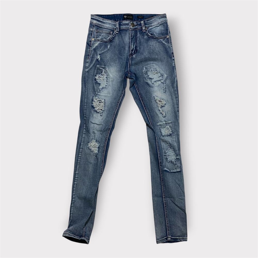 Waimea Men’s Jeans Skinny Fit Blue Distressed Denim Size 28